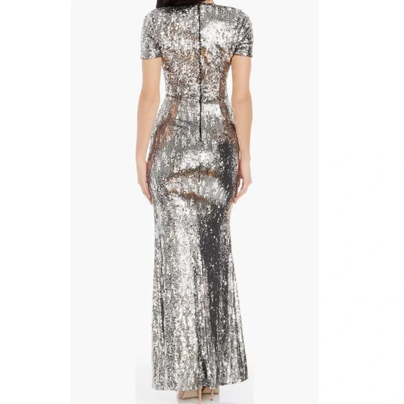 Dress the Population Silver Sequin Maxi Dress
